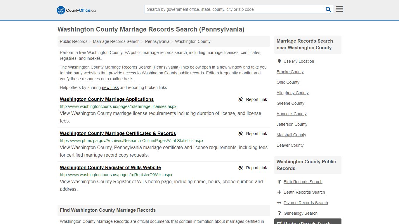 Marriage Records Search - Washington County, PA (Marriage ...
