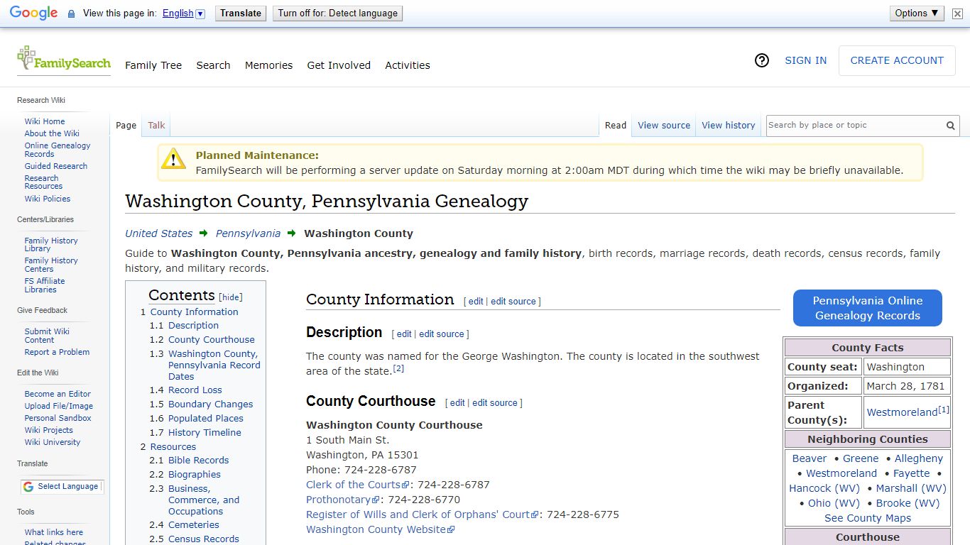 Washington County, Pennsylvania Genealogy • FamilySearch